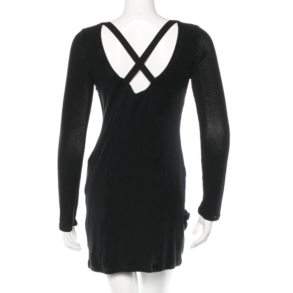 Theyskens Theory Black Long Sleeve Mini Dress 4 6 Small Medium Mesh Cross Back - Picture 4 of 9